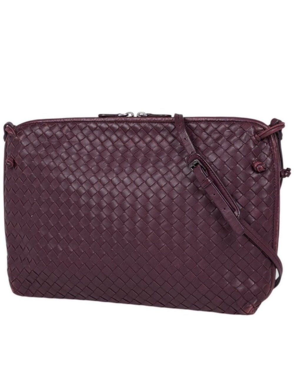Bottega Veneta Shoulder Bag Intrecciato Leather Bordeaux